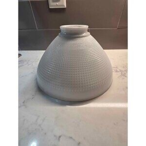 Vintage waffle style milk glass textured light cover